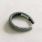 black and white prince of Wales check headband. linen headband, hair accessory