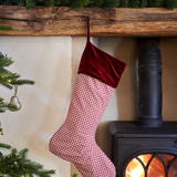 THE BURGUNDY GINGHAM CHRISTMAS STOCKING