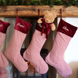 THE BURGUNDY GINGHAM CHRISTMAS STOCKING