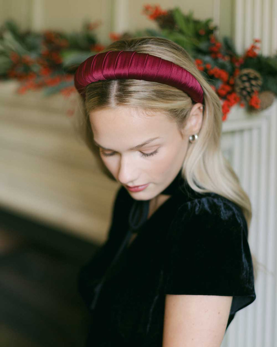 THE BURGUNDY SATIN WRAP HEADBAND Clementine & Mint