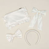The Ivory Satin Mini Ruffled Pouch - PRE ORDER