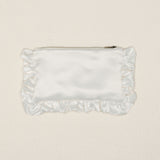 The Ivory Satin Mini Ruffled Pouch - PRE ORDER
