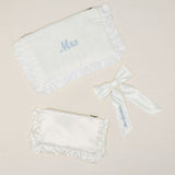 The Ivory Satin Mini Ruffled Pouch - PRE ORDER