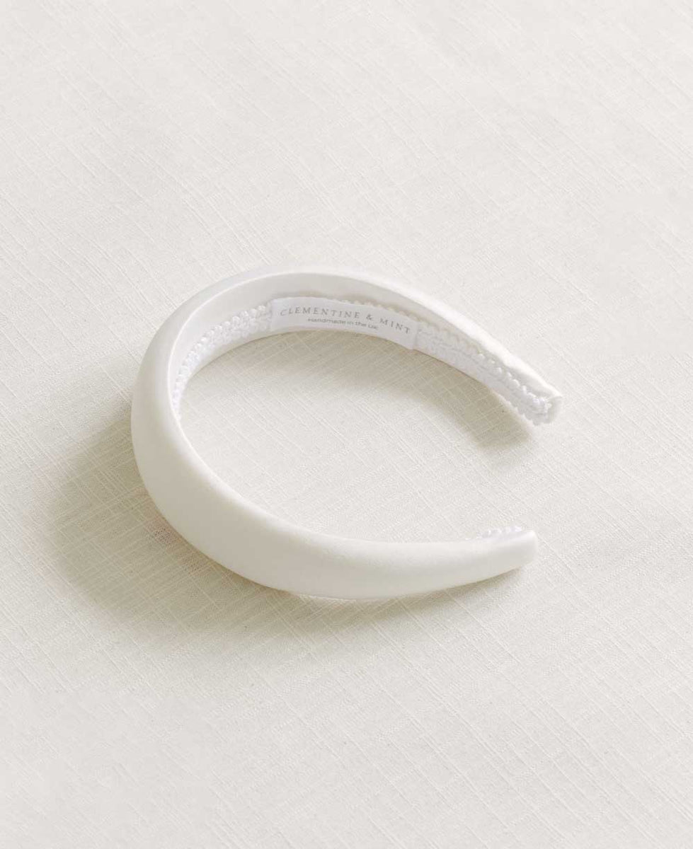 THE IVORY SATIN SLIM HEADBAND Clementine & Mint
