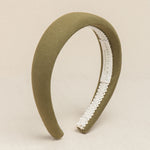 Khaki green headband with white cotton braid