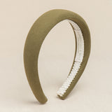 Khaki green headband with white cotton braid
