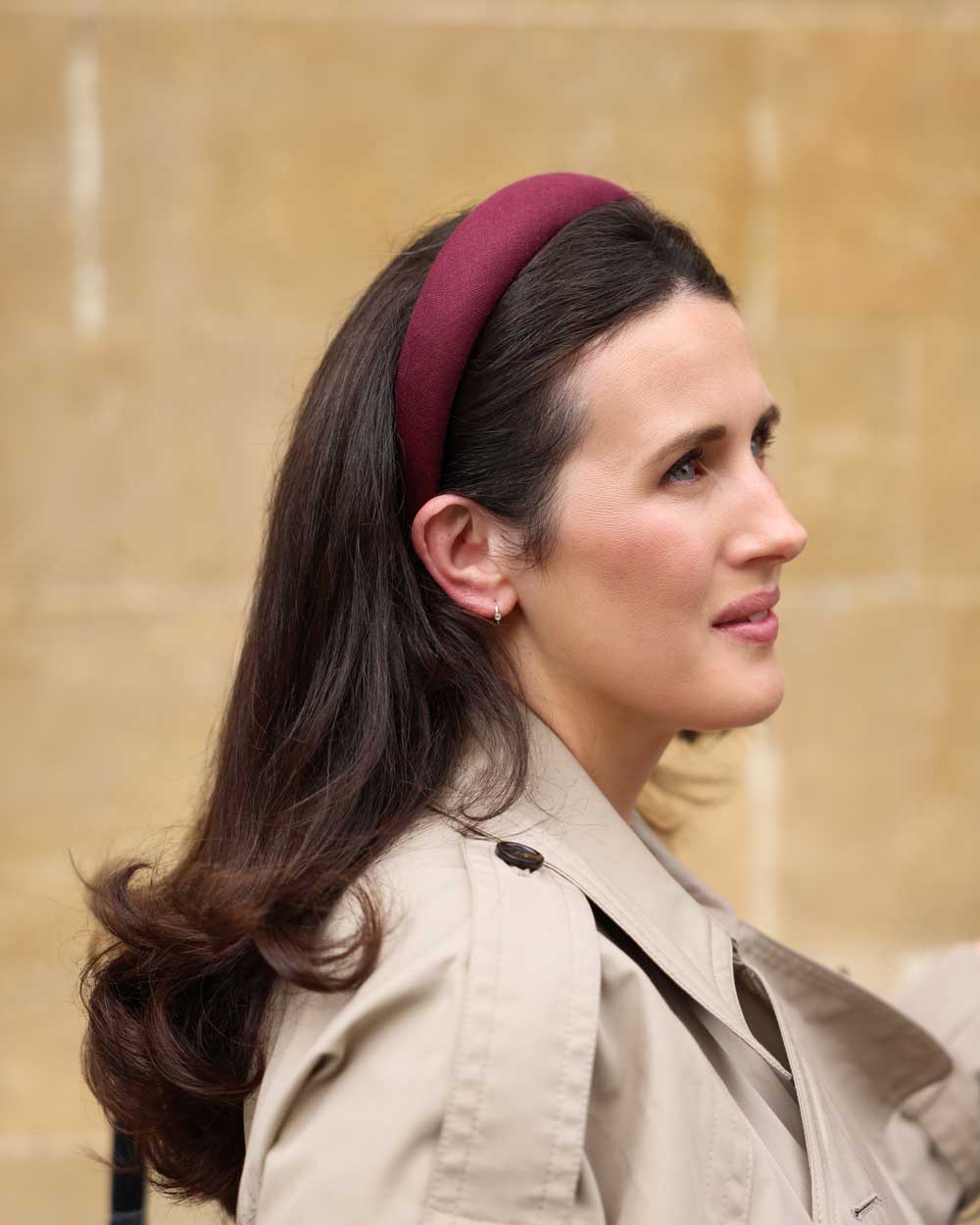 Womens Burgundy linen headband