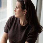 Brown satin womens headband for wedding guest