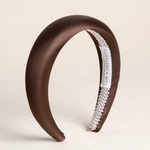 brown satin headband for wedding guest