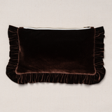 The Brown Velvet Ruffled Pouch