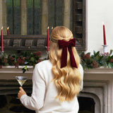 burgundy velvet women's hair bow