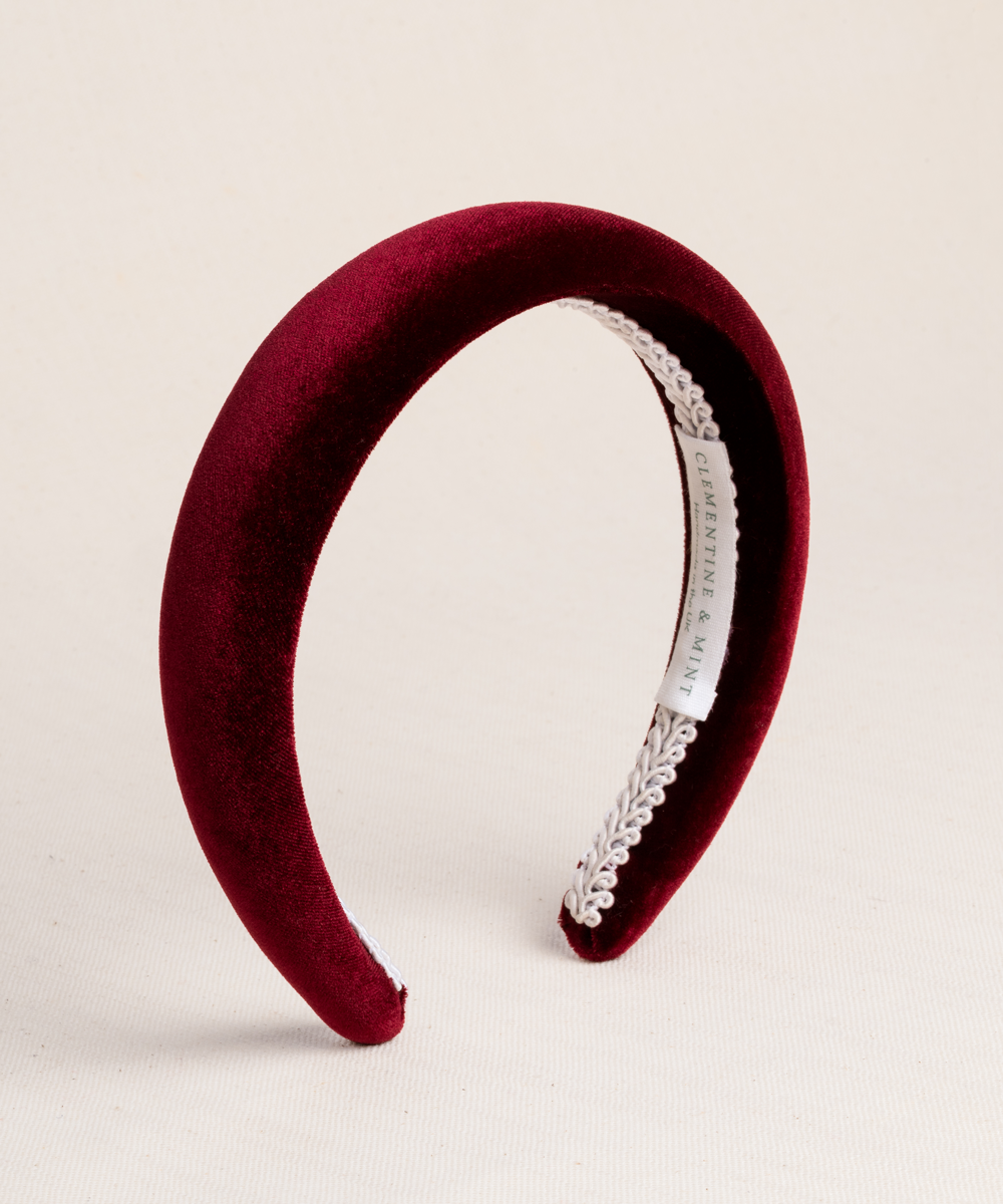 burgundy velvet padded occasionwear headband