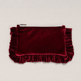 The Burgundy Velvet Mini Ruffled Pouch
