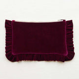The Burgundy Velvet Ruffled Pouch