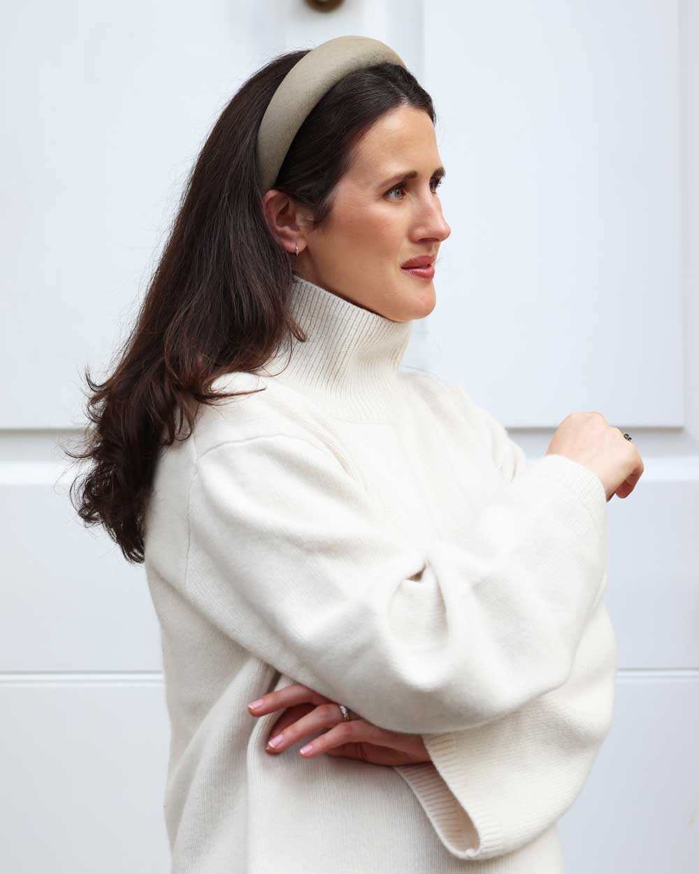 Coffee brown linen women's headband