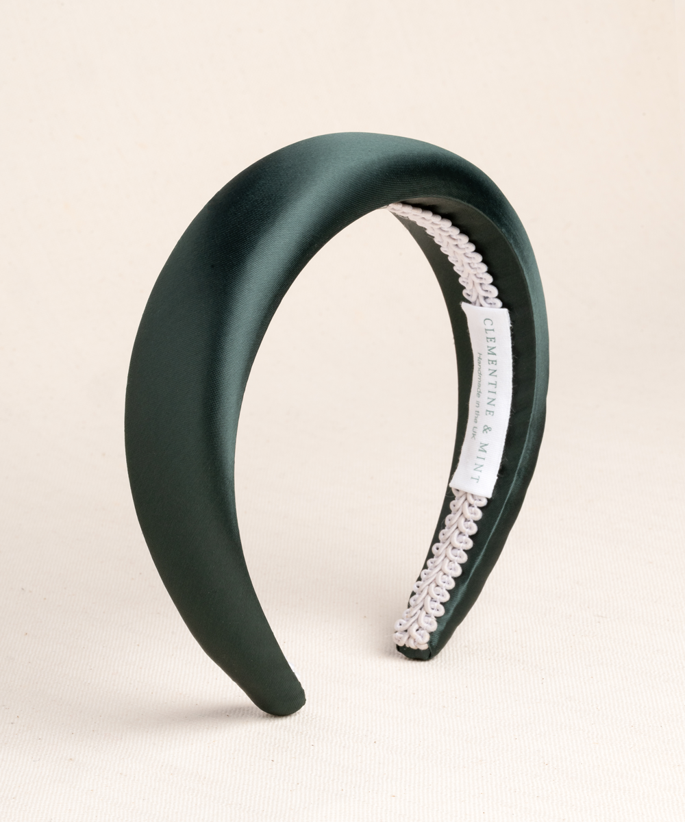 forest green satin womens padded headband