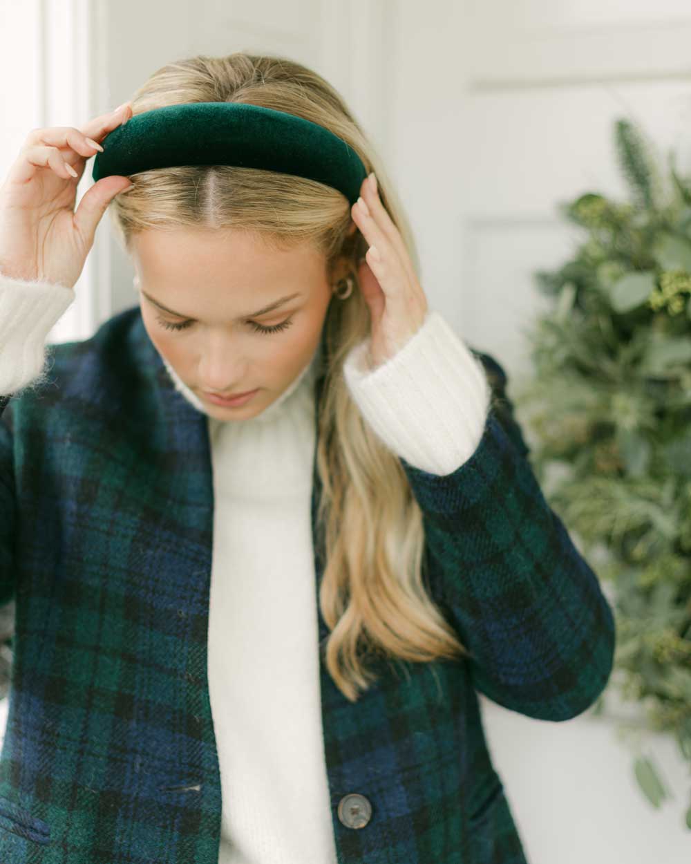 forest green velvet women's headband