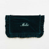The Forest Green Velvet Ruffled Pouch