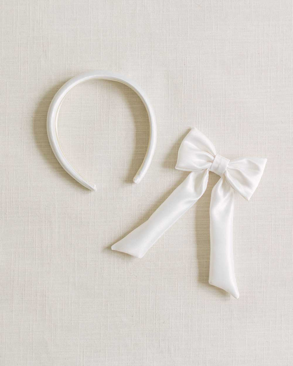 THE IVORY SATIN CHILDREN'S HEADBAND Clementine & Mint