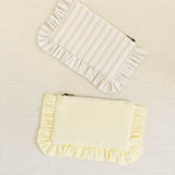 The Beige Stripe Mini Ruffled Pouch