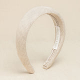 Beige linen headband with a soft white cotton braid