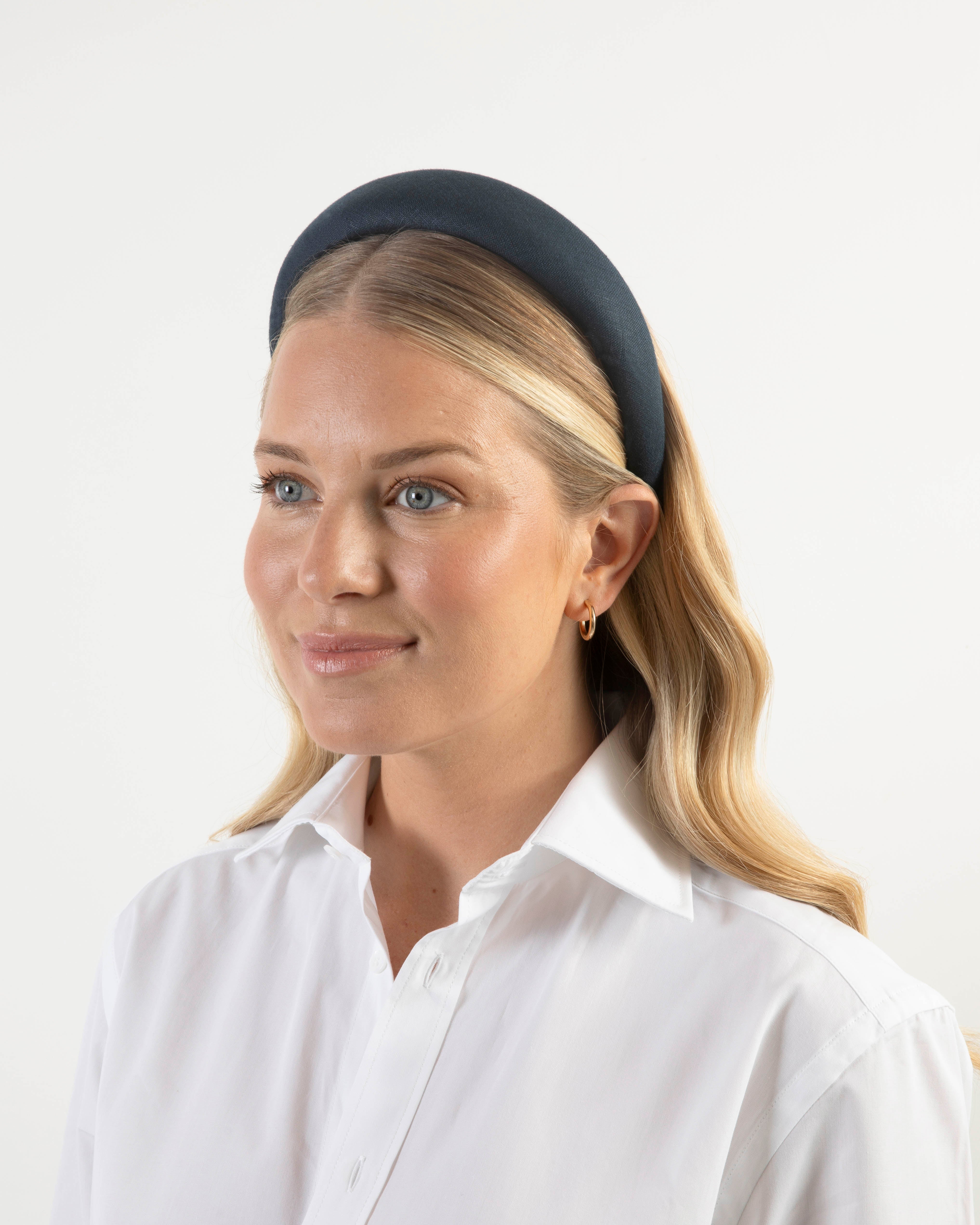 navy blue womens padded headband hair accessory