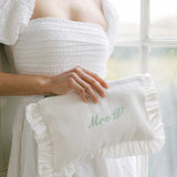 The White Linen Ruffled Pouch