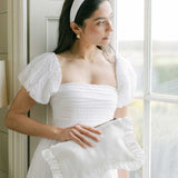 The White Linen Ruffled Pouch