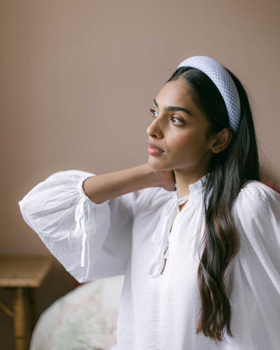 THE BLUE GINGHAM HEADBAND Clementine & Mint