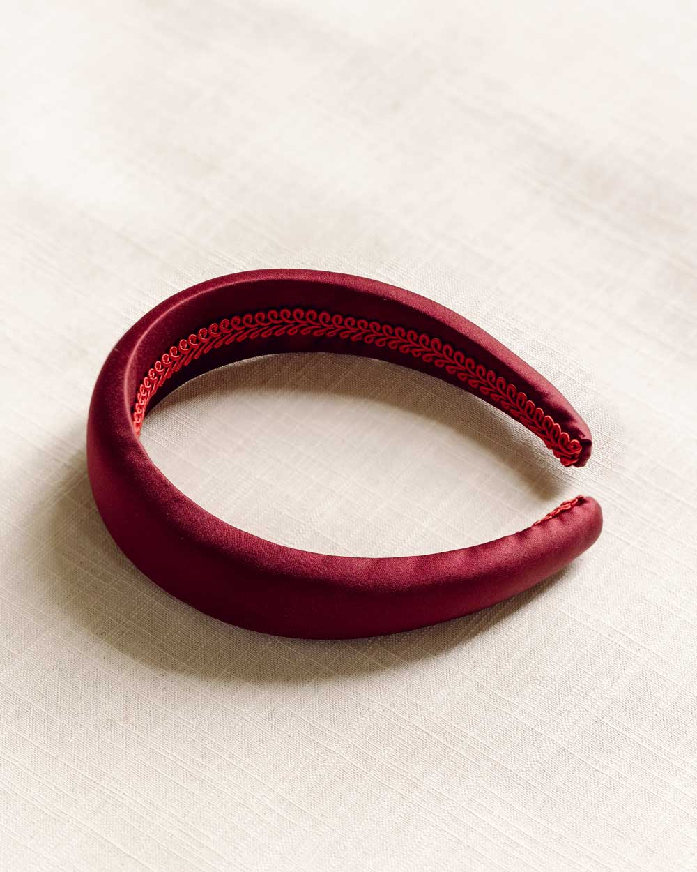 burgundy satin women's headband