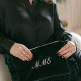 The Forest Green Velvet Ruffled Pouch
