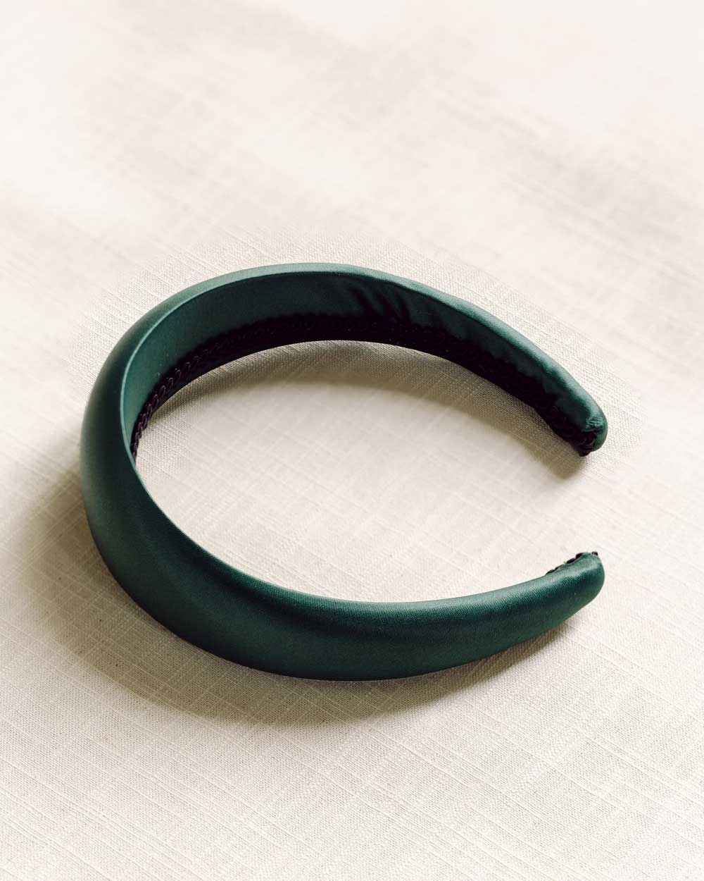 forest green satin womens padded headband