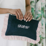 The Navy Blue Pouch with Pink Liberty Ruffles