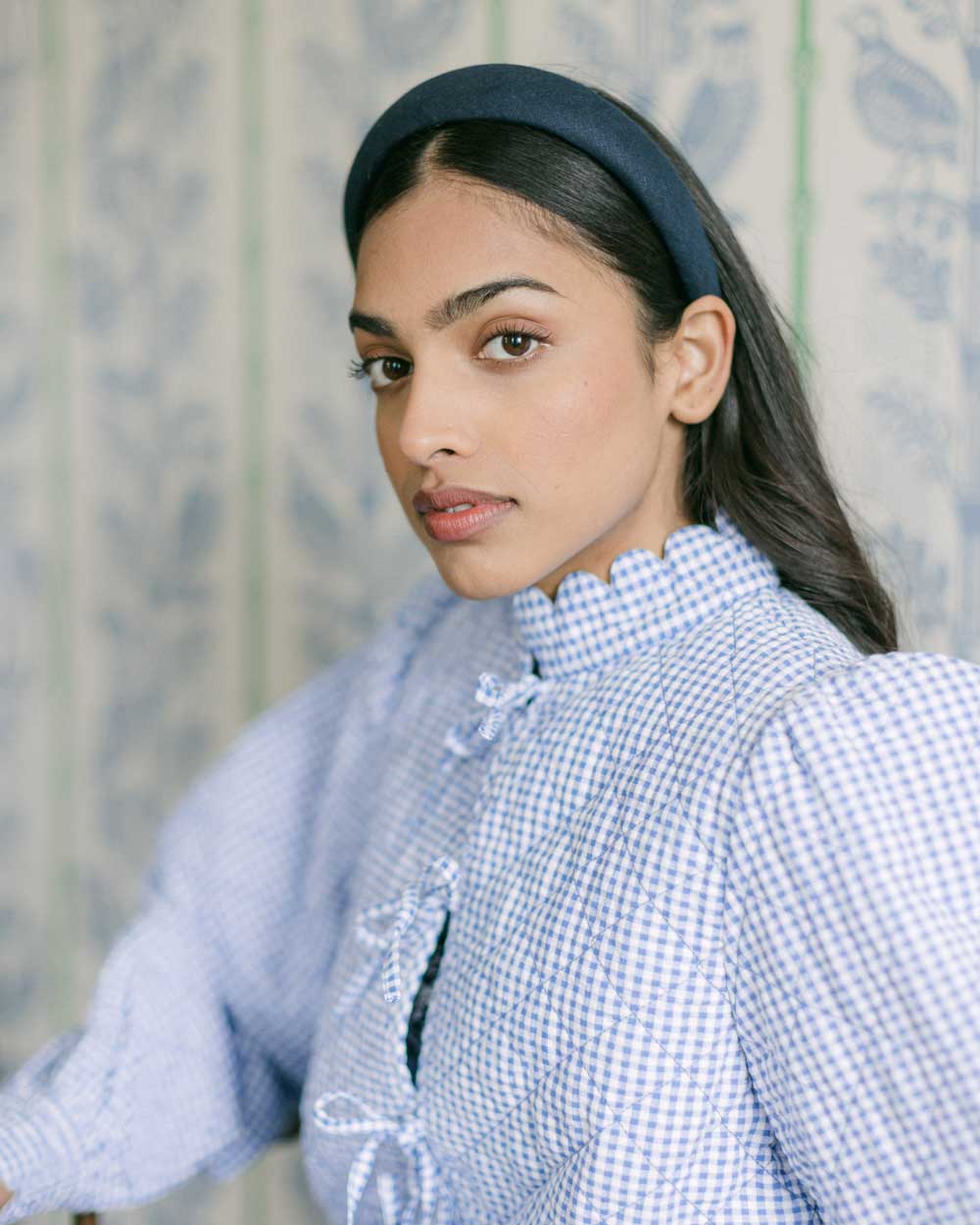 navy blue linen headband