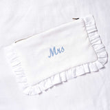 The White Linen Ruffled Pouch
