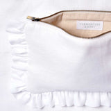 The White Linen Ruffled Pouch