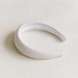 Beige linen headband with a soft white cotton braid