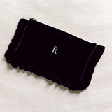 The Black Velvet Ruffled Pouch