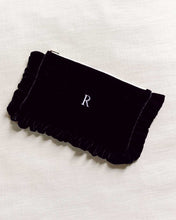 Load image into Gallery viewer, The Black Velvet Ruffled Pouch
