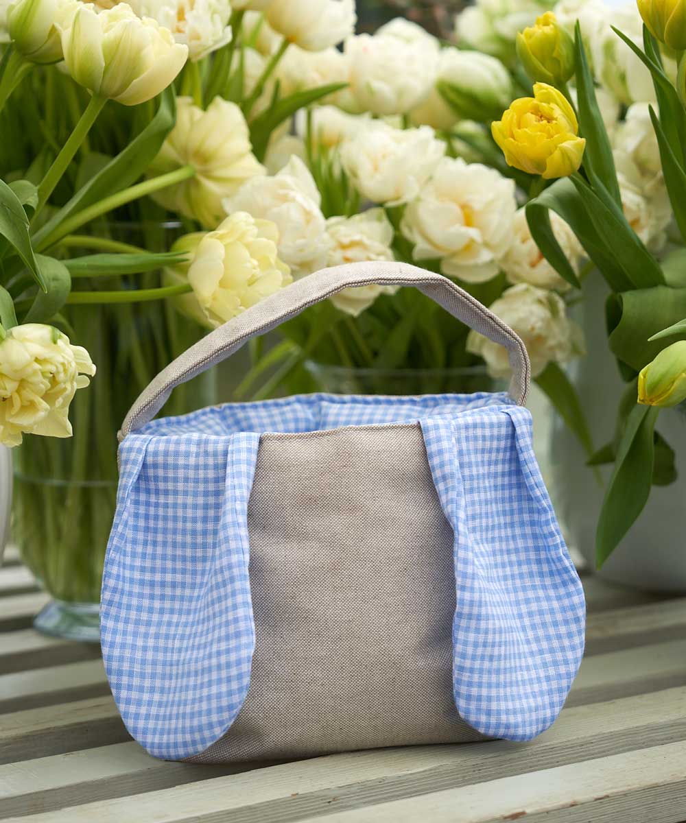 Blue Gingham Bunny Personalised Childs Easter Bag