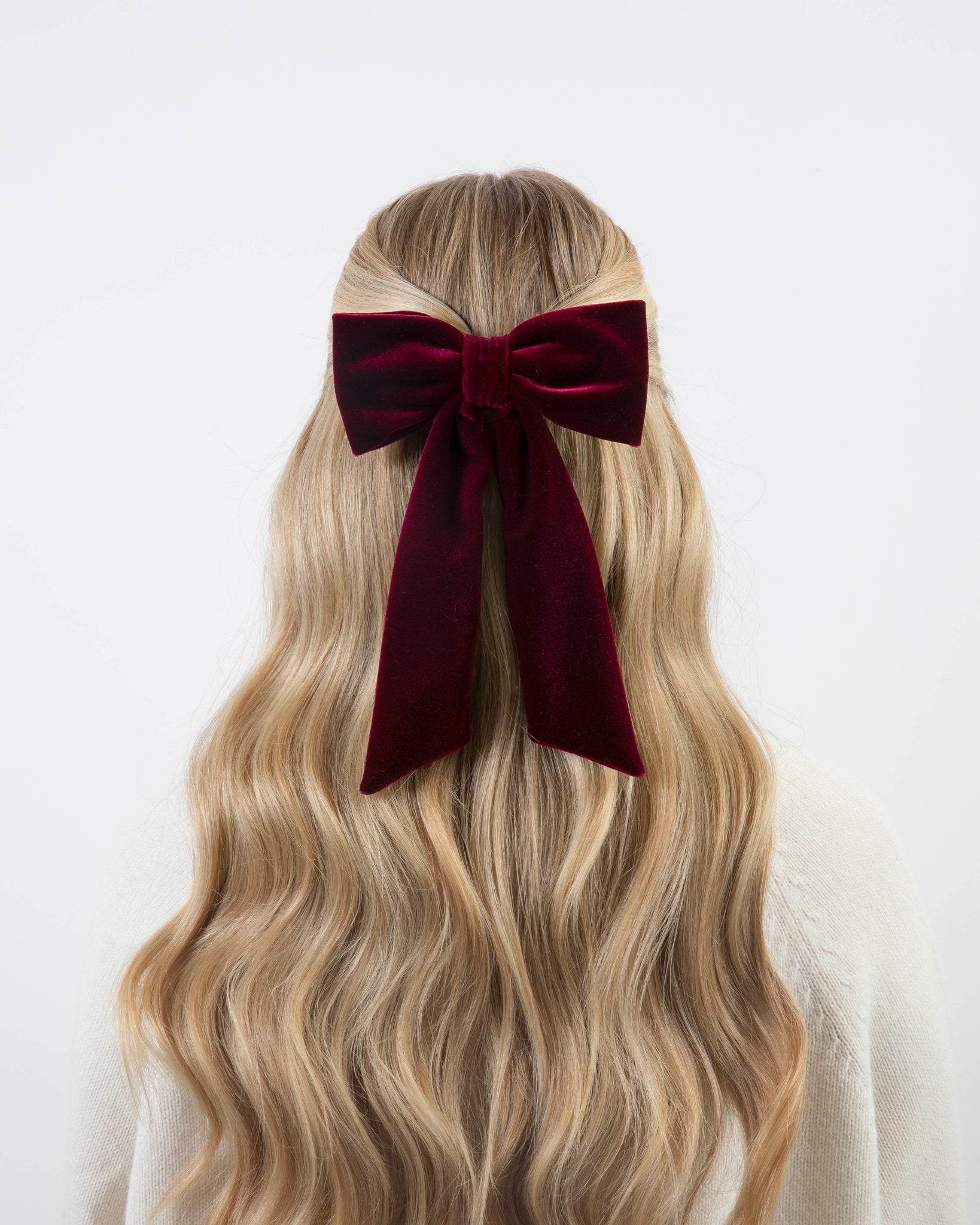THE BURGUNDY VELVET CLASSIC BOW Clementine & Mint