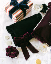 Load image into Gallery viewer, The Burgundy Velvet Ruffled Pouch
