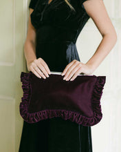 Load image into Gallery viewer, The Burgundy Velvet Ruffled Pouch
