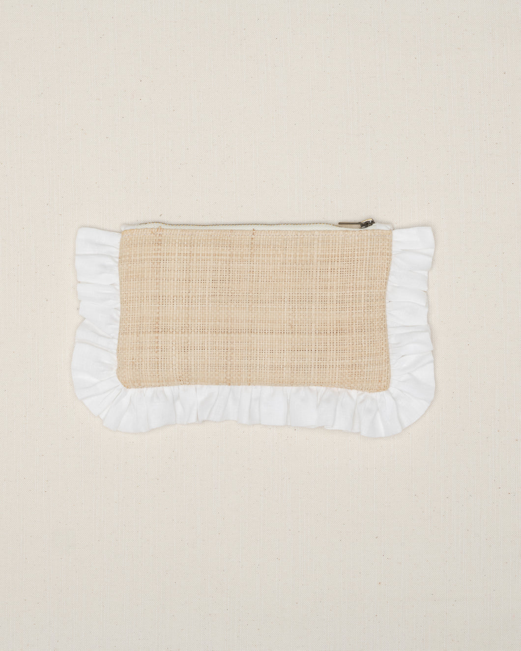 The Raffia Mini Ruffled Pouch