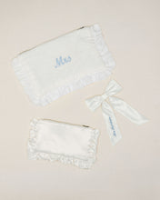 Load image into Gallery viewer, The Ivory Satin Mini Ruffled Pouch
