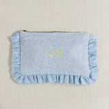 The Chambray Ruffled Pouch