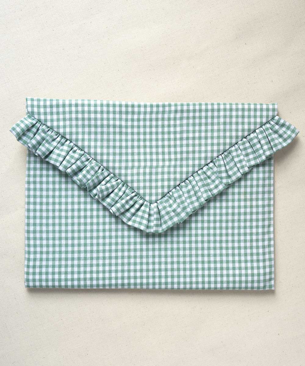 Sage Green Gingham Laptop Sleeve  