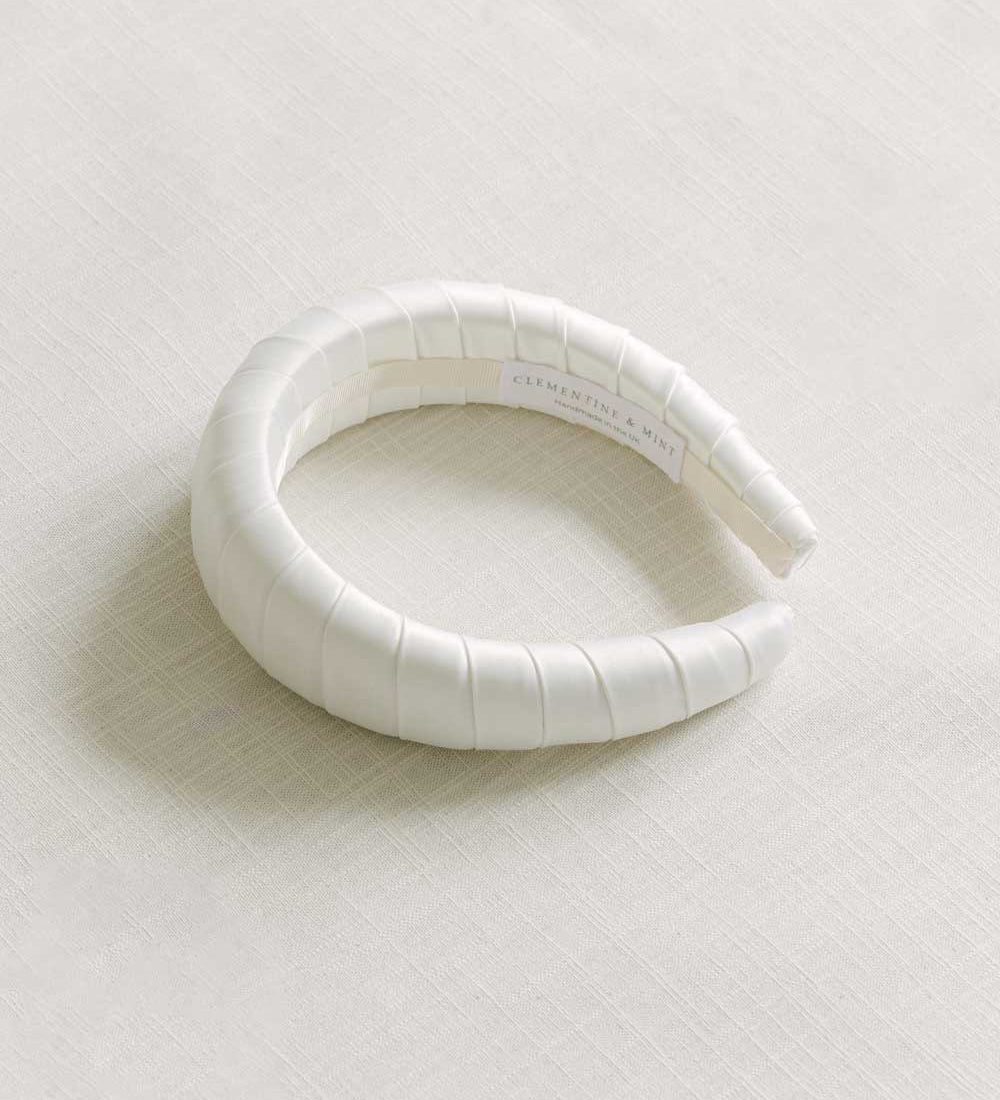 ivory satin headband, silk headband, bridal headband, bridal hair accessory, wrap headband  