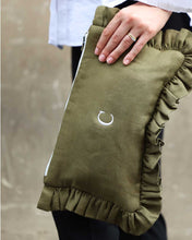 Load image into Gallery viewer, The Khaki Ruffled Pouch
