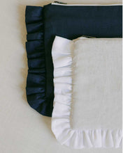 Load image into Gallery viewer, The Navy Blue Linen Ruffled Pouch
